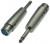 JD-493 / XLR 3P F-jack 6.3 mono M, Переходник микрофонный JD-493 XLR 3pin гнездо (мама)-Jack 6.3 mono штекер (папа), 48 В, -20...+50°C, цве