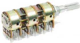 Резистор переменный, поворотный 500кОм, линейность B, ширина 16мм, вал и размеры KC6x25, F-16KJ6