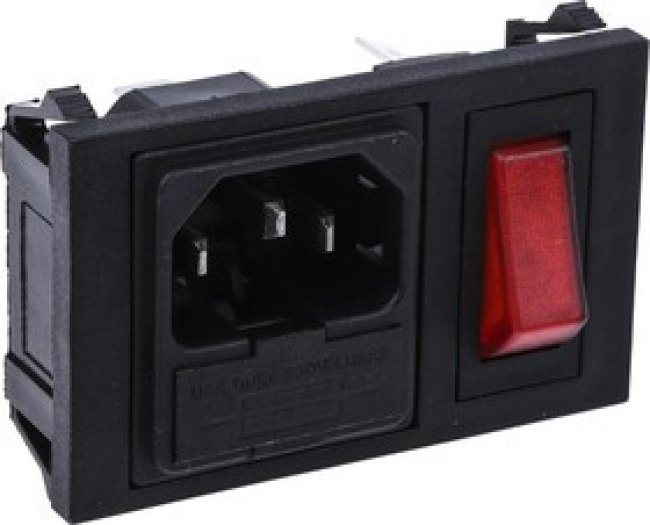 BZH01/Z0000/02, C14 Snap-In IEC Connector Male, 10A, 250 V, Fuse Size 5 x 20mm