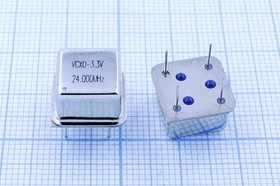 Управляемый напряжением (VCXO) кварцевый генератор 24МГц с перестройкой ПЧ:+/-130ppm, гк 24000 \VCXO