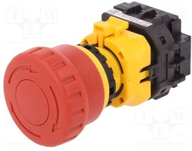 XW1E-BV402MF-R, Переключатель выключатель безопасности, 2, NC x2, 22мм, красный
