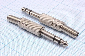 Штекер 6,3 стерео, 3C, на кабель , пружинный хвост; №141 Z штек 6,3стерео\3C\каб \пруж хвост\\