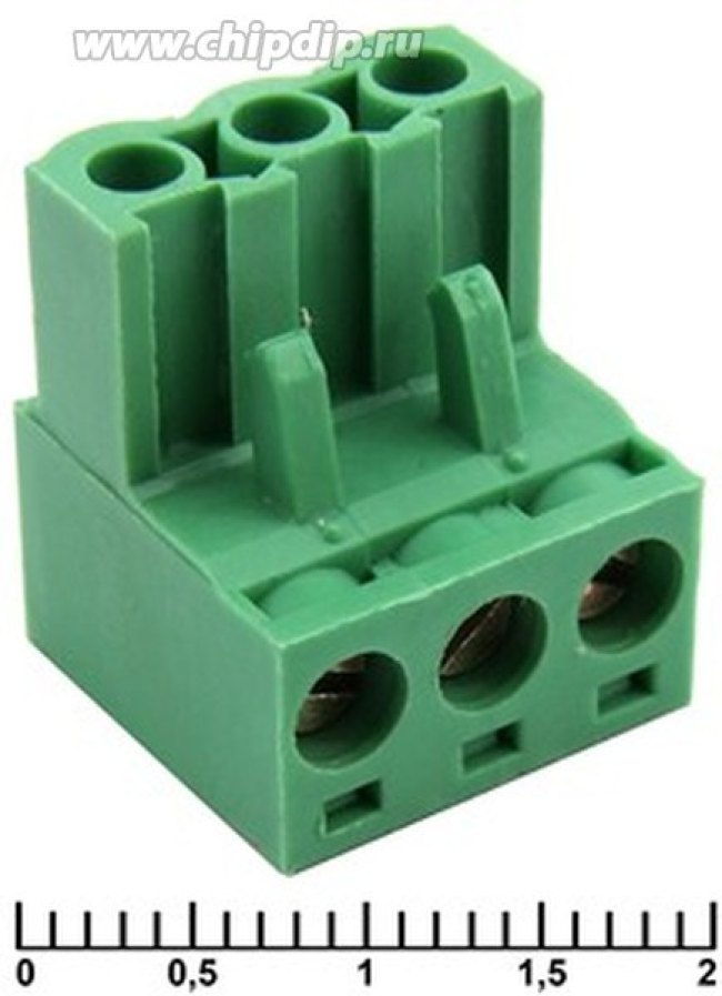 XY2500F-A-03P (2EDGK-03P) 5mm, Клеммник разъемный винтовой прямой, розетка (F) SZC XY2500F-A-03P, 3 контакта с шагом 5,0 мм, 12 А, 28-12 AWG