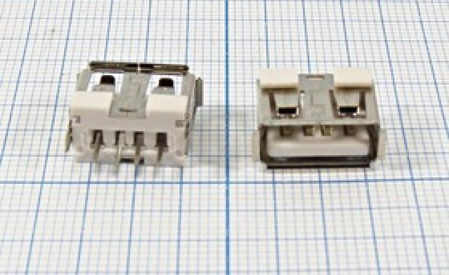 Разъем USB розетка, тип A, контакты на плату, USB A-FSB