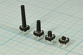 Переключатель тактовый 6,0x 6,0x 7,0, h 3,4, NO, черный, 4PF, TS-06V-C