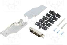 DCMR-FK-25-DBP-K, D-Sub; PIN: 25; plug; male; angled 90°; soldering; for cable; black