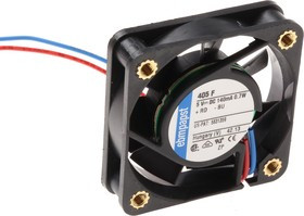 405F-RS0, 400 F Series Axial Fan, 5 V dc, DC Operation, 8m³/h, 700mW, 40 x 40 x 10mm 405F-RS0, 400 F Series Axial Fan, 5 V dc, DC Operation, 8m³/h, 700mW, 40 x 40 x 10mm