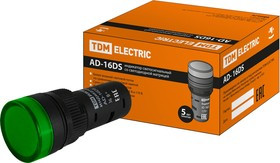 Лампа AD-16DS(LED)матрица d16мм зеленый 36В AC/DC TDM