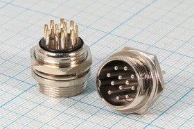 Разъем микрофонный MIC20 вилка, контакты 12P, монтаж на блок, М19, XS20JK12P-M[MS-DF-20-12]