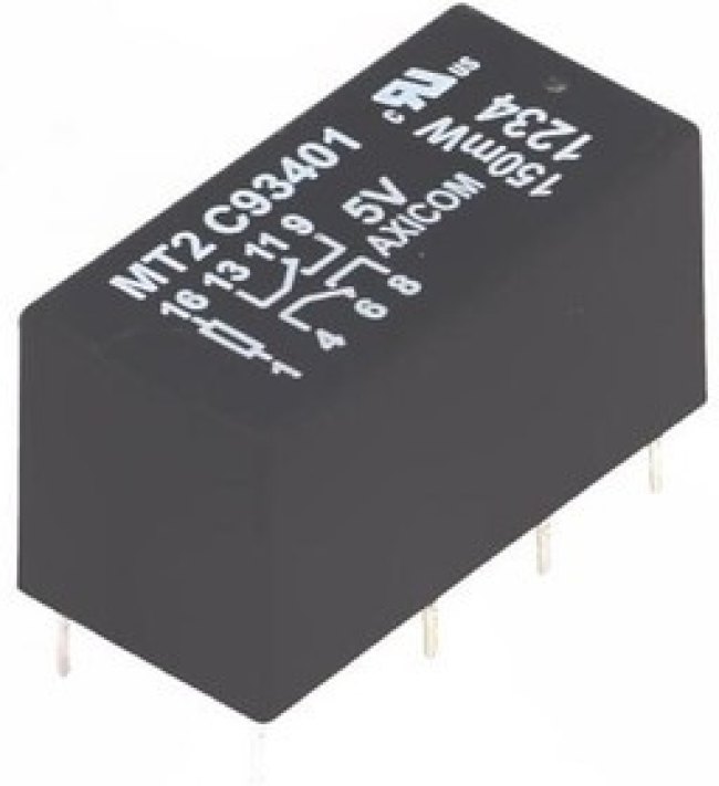 C93401, Signal Relay 5VDC 2A DPDT(20.2x10x11)mm THT