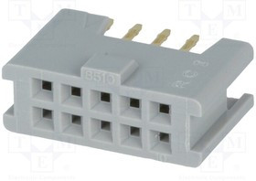 8510-4500PL, Гнездо, IDC, "мама", PIN: 10, прямой, THT, позолота, 3А, 2,54мм
