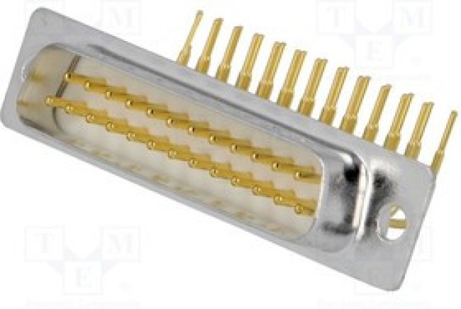 DH25M, Разъем D-Sub; PIN: 25; гнездо; "папа"; на PCB; угловой 90°; THT DH25M, Разъем D-Sub; PIN: 25; гнездо; "папа"; на PCB; угловой 90°; THT