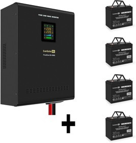 EX296665RUS, Комплект ИБП EX296004RUS + батарея 75Aч EX282983RUS 4шт (инвертор, синус, для котла, настенный) ExeGate FineSine SX-5000.LCD.AV