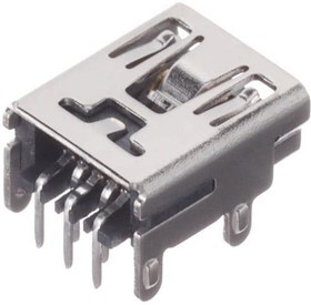 XM7D-0512, USB Connectors USB RightAngle DIP MiniB AuContact 5Pin