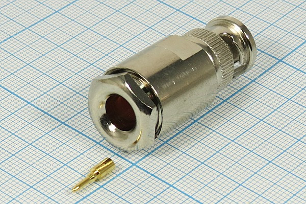 Высокочастотный штекер BNC прижимной, удлинённый под кабель RG6; №1898 шт BNC\RG6\\\40мм
