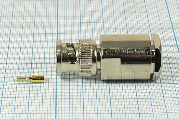 Высокочастотный штекер BNC прижимной, удлинённый под кабель RG6; №1898 шт BNC\RG6\\\40мм