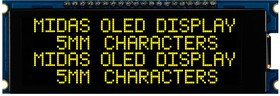MDOB42005CV-EYM, Буквенно-цифровой ЖК-дисплей, 20 x 4, Желтый на Черном, 5В, Multi, Cyrillic, English, Euro
