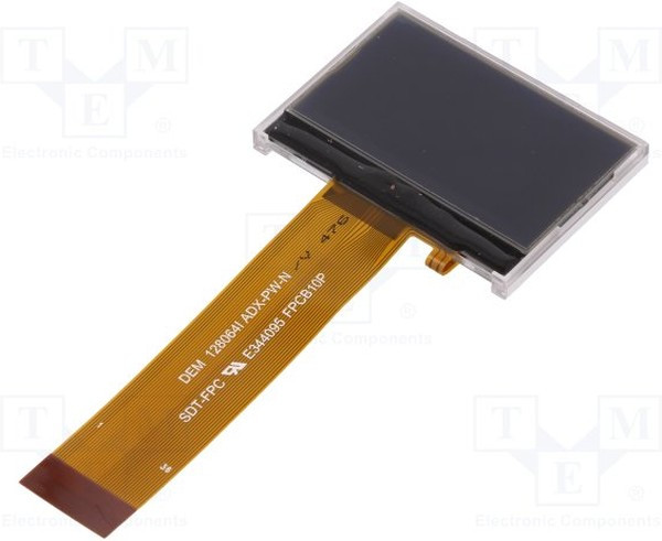 DEM 128064IADX-PW-N, Дисплей: LCD; графический ASTN 128x64 белый/Black 45,2x27,0мм COG DEM 128064IADX-PW-N, Дисплей: LCD; графический ASTN 128x64 белый/Black 45,2x27,0мм COG