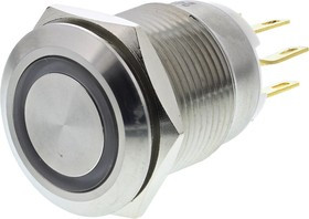 R19FFSSPAGRR24, Illuminated Push Button Switch, Momentary, Panel Mount, 19.2mm Cutout, SPDT, Red LED, IP65 R19FFSSPAGRR24, Illuminated Push Button Switch, Momentary, Panel Mount, 19.2mm Cutout, SPDT, Red LED, IP65