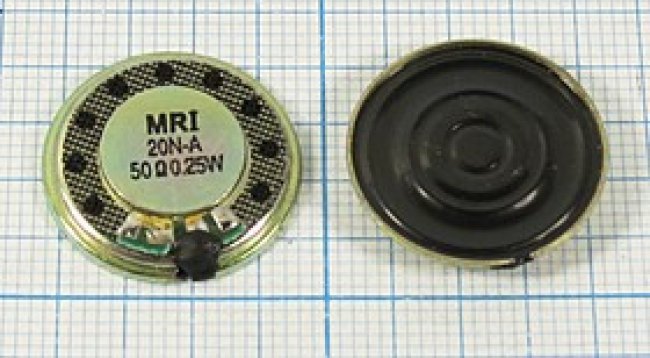 Динамик 20x 3мм, 50 Ом, 0.25Вт, металл/пластик; №6547 B дин 20x 3\ 50\0,25\мет/пл\2C\ MRI20N-A\[20-8 Динамик 20x 3мм, 50 Ом, 0.25Вт, металл/пластик; №6547 B дин 20x 3\ 50\0,25\мет/пл\2C\ MRI20N-A\[20-8