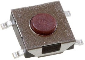 KAN0647-0252C-B, тактовая кнопка 6.6x6.1, h=2.5mm, 260gf, SMD, stainless steel cover, SMD?red stem