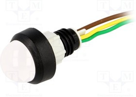 LGY-D20-24AC/DCWK, Индикат.лампа: LED, выпуклый, 24ВDC, 24ВAC, Отв: d13мм, IP40