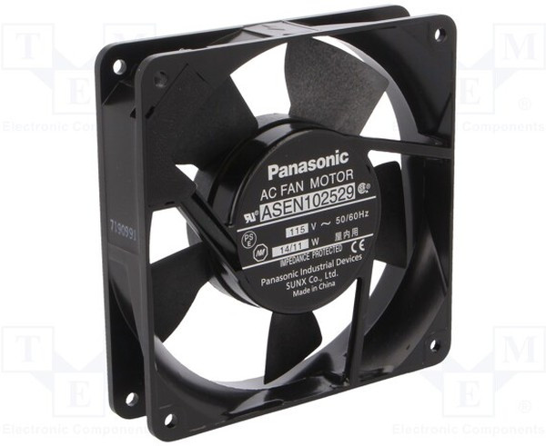 ASEN102529, AC Осевой вентилятор, 115В, Square, 120 мм, 25 мм, Шарикоподшипник, 63.6 фут³/мин