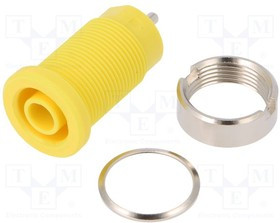 SEB8632NI-GE, Гнездо, "банан" 4мм, 24А, желтый, никелированные, 34мм