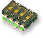 MCDMR-04-T-V-T/R, DIP / SIP переключатель, 4 схем(-а), Recessed, SMD (Поверхностный Монтаж), SPST-NO, 24 В, 25 мА