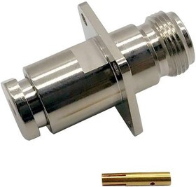 MC002128, Разъем РЧ / Коаксиальный, N Коаксиальный, Прямое Гнездо с Фланцем, Пайка, 50 Ом, Бронза