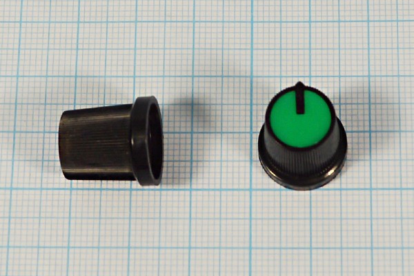 Ручка, внутренний диаметр d6,0, 9 зубцов, размер 15x15, пластик, черный/зеленый, RR4852-G