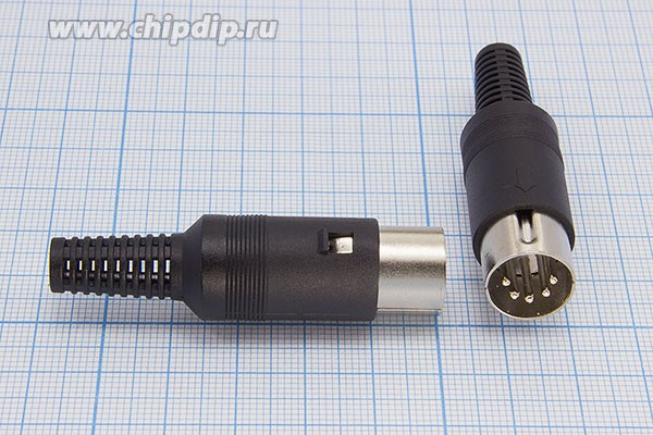 Штекер DIN, 5 контактов, на кабель; Q-1300 Z штек DIN\ 5P[45]\каб\пл хвост\\Q7Z-0251