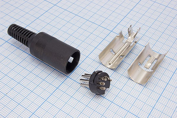 Штекер DIN, 5 контактов, на кабель; Q-1300 Z штек DIN\ 5P[45]\каб\пл хвост\\Q7Z-0251