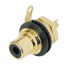 Rean NYS367-0 панельный разъем RCA гнездо, черный изолятор, золоченые контакты