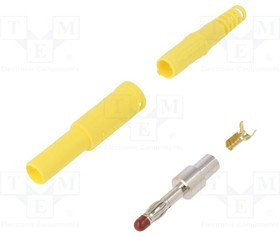 SFK30SNIOK-GE, Вилка, "банан" 4мм, 32А, 1кВDC, желтый, изолированный, 2,5мм2