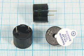 Зуммер магнитоэлектрический с генератором, размер 12x10, напряжение 3В, частота 2.3кГц, контакты 2P7