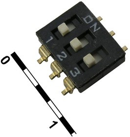 SWD 4-3, DIP-переключатель , серия , 30 мОм, 3 (ON-OFF) с шагом 2,54 мм, 4.45х8.58х9.8 мм
