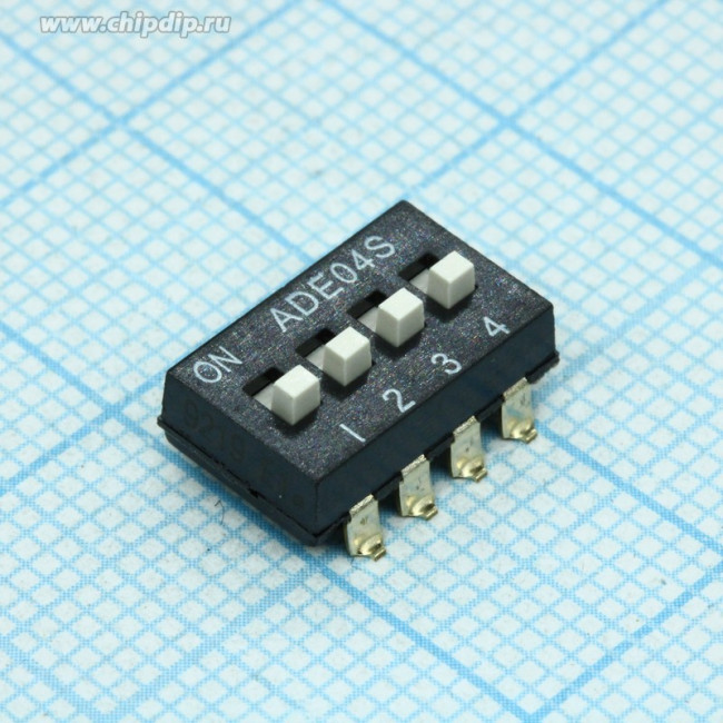 1825058-7, Switch DIP OFF ON SPST 4 Extended Slide 0.1A 24VDC Gull Wing 2.54mm SMD Tube