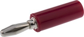 BU-00243-2, Red Male Banana Plug, 4 mm Connector, 15A, Nickel Plating