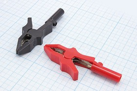 Зажим изолированный пластиковый красный "крокодил" L 80мм, 50x12x7мм, под винт; №785 зажим "крокодил" L 80/50x12x7\\винт\изол пласт кр\