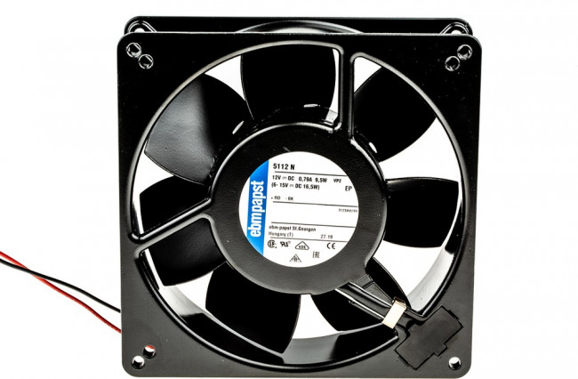 5112N, DC Fans DC Tubeaxial Fan, 135x135x38mm, 12VDC, 147.1CFM, 9.5W, 48dBA, 2900RPM, Ball