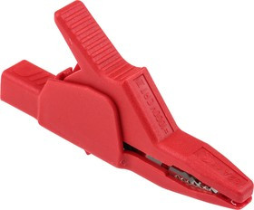 972405101, Crocodile Clip 4 mm Connection, Brass Contact, 32A, Red