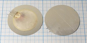 Пьезоэлектрическая диафрагма диаметром 43мм и толщиной 0.32мм, пб 43x0,32\\D\ 3,0\2C\\PIEZO SIEMENS