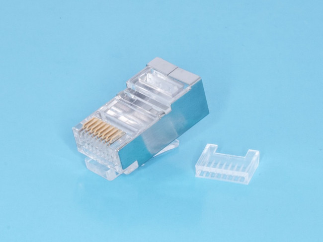 TP8P8C-S-P5, Вилка сетевая RJ45, 5 CAT, со вставкой, экранированная, для одножильного кабеля