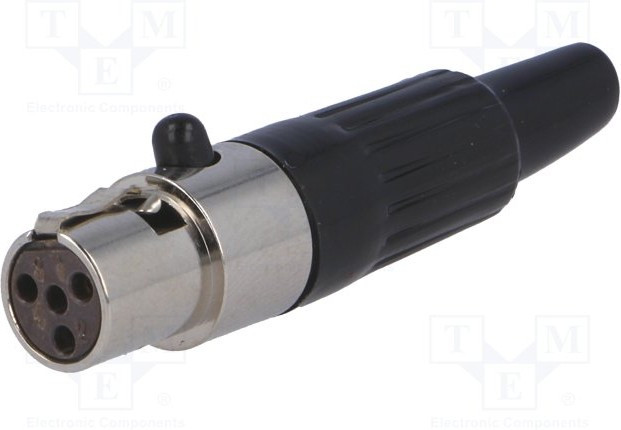 MXLR-4G, Вилка, XLR mini, "мама", PIN: 4, на провод, пайка, прямой