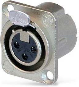 NC3FD-L, XLR Connectors Recpt 3 pin F-solder spring nic/silver