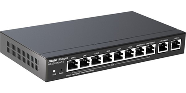 Маршрутизатор Ruijie Reyee Desktop 10-port full gigabit router, providing one WAN port, six LAN ports, and three LAN/WAN ports; supporting e Маршрутизатор Ruijie Reyee Desktop 10-port full gigabit router, providing one WAN port, six LAN ports, and three LAN/WAN ports; supporting e