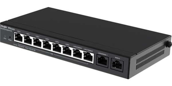 Маршрутизатор Ruijie Reyee Desktop 10-port full gigabit router, providing one WAN port, six LAN ports, and three LAN/WAN ports; supporting e Маршрутизатор Ruijie Reyee Desktop 10-port full gigabit router, providing one WAN port, six LAN ports, and three LAN/WAN ports; supporting e