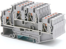 Клемма двухуровневая зажим push-in 4 точки подключения 4кв.мм сер. DKC VPRTT-4-GY