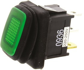 KRE2AEA2GBB, Illuminated SPST, On-None-Off Rocker Switch Panel Mount